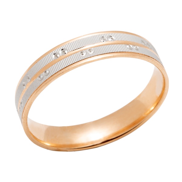 Обручальное кольцо из комбинированного золота с алмазной гранью